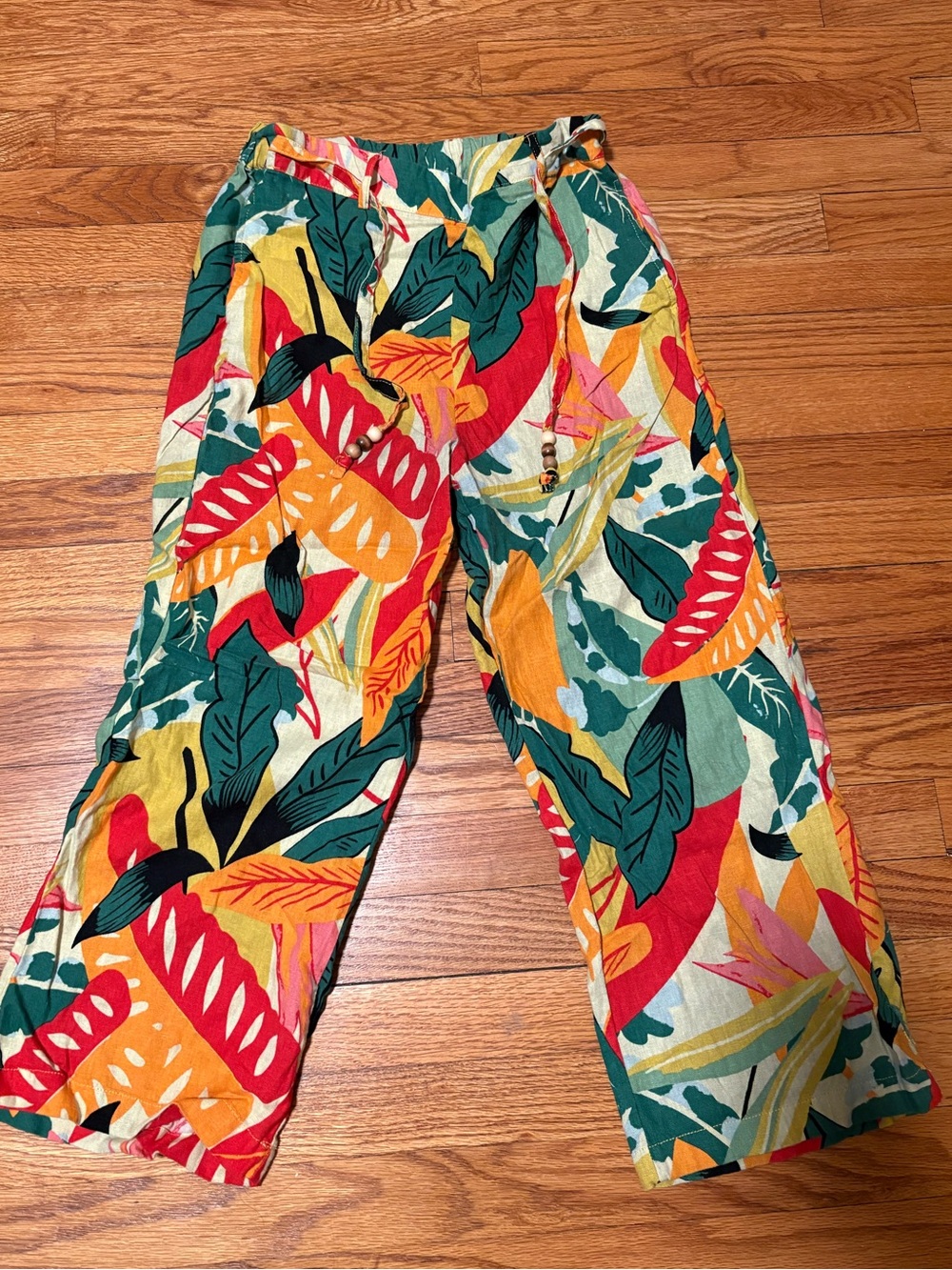Calligraphie colorful print pants linen small